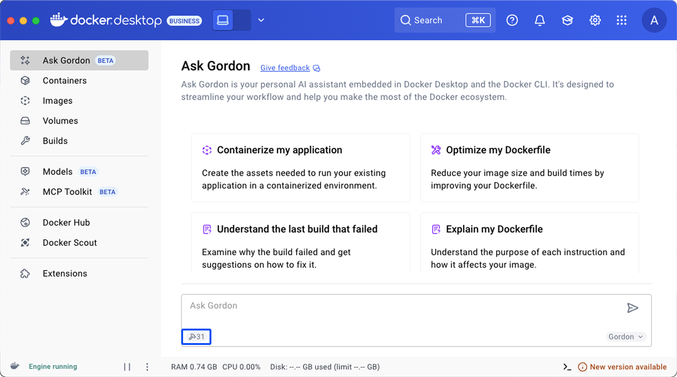 Screenshot showing Gordon page with the toolbox button.