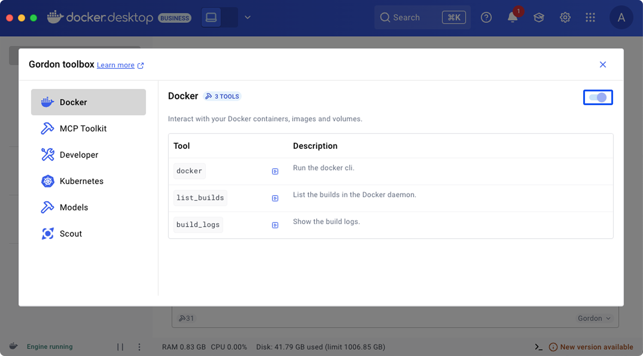 Screenshot showing Gordon's Toolbox.