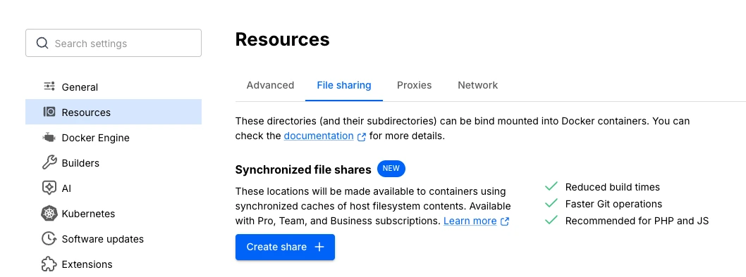 Image of Synchronized file shares pane